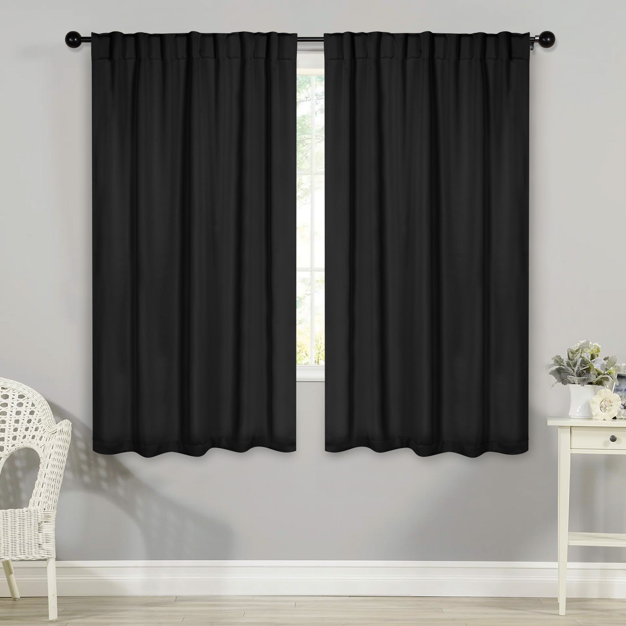 Solid Room Darkening Blackout Curtain Panels, Back Tabs, Set of 2 - Blackout Curtains by Superior Brand