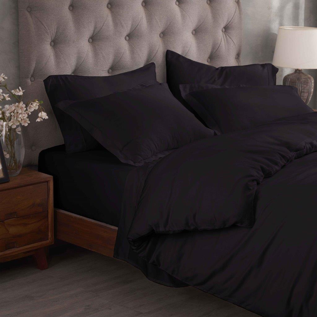 300 Thread Count Modal from Beechwood Solid Duvet Cover Set - Black