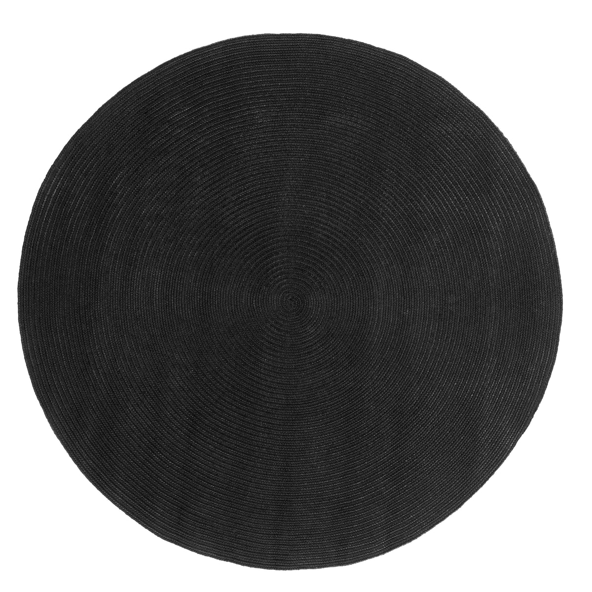 Bohemian Braided Indoor Outdoor Rugs Solid Round Area Rug - Black