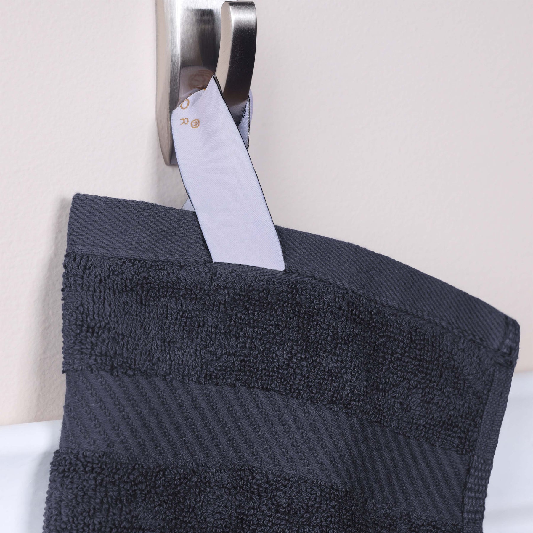 Kendell Egyptian Cotton Solid Medium Weight Bath Towel Set of 2 - Black