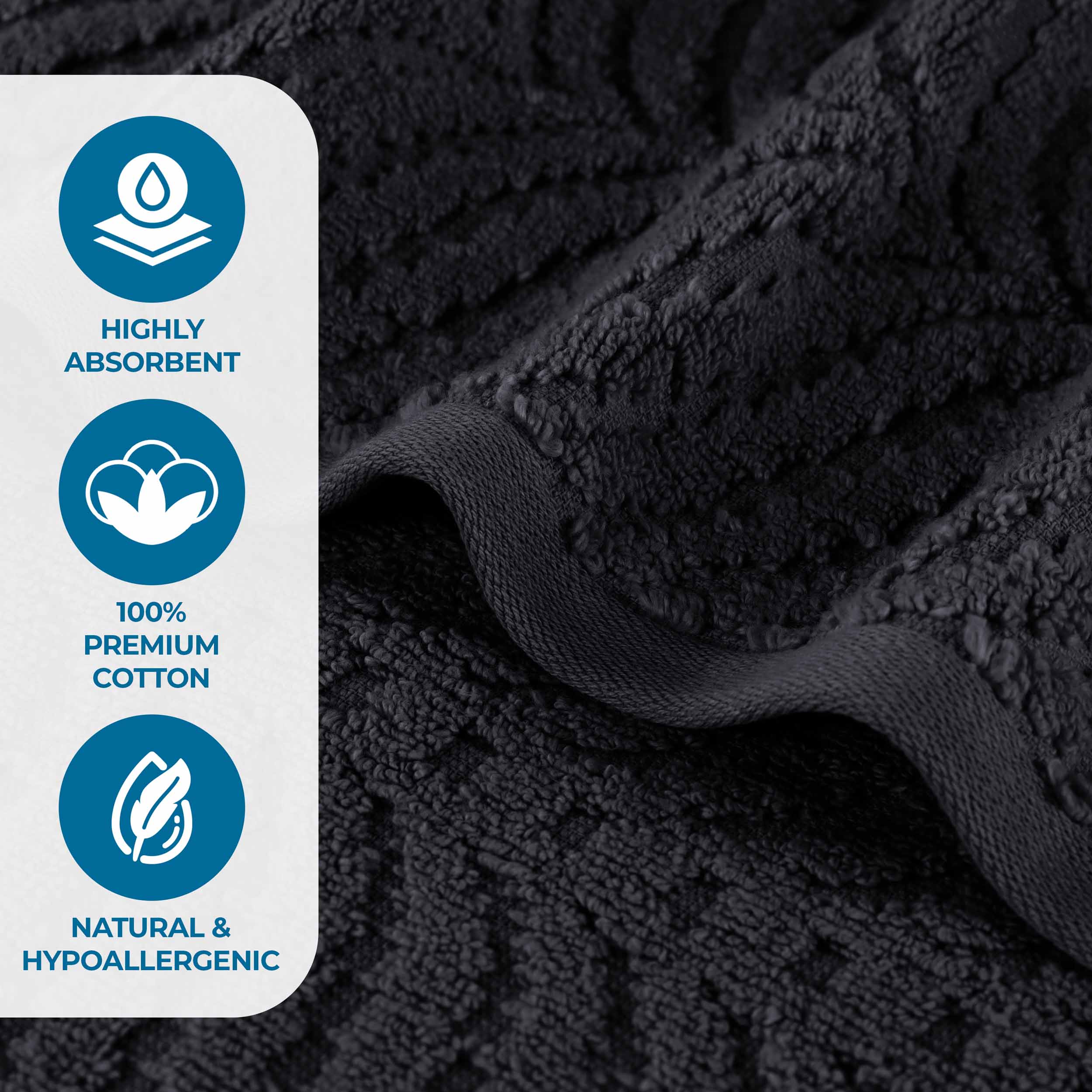Chevron Zero Twist Solid and Jacquard Cotton 9 Piece Towel Set - Towel Set by Superior