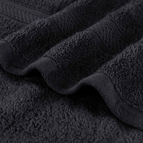 Chevron Zero Twist Cotton Solid and Jacquard Bath Sheet - Black