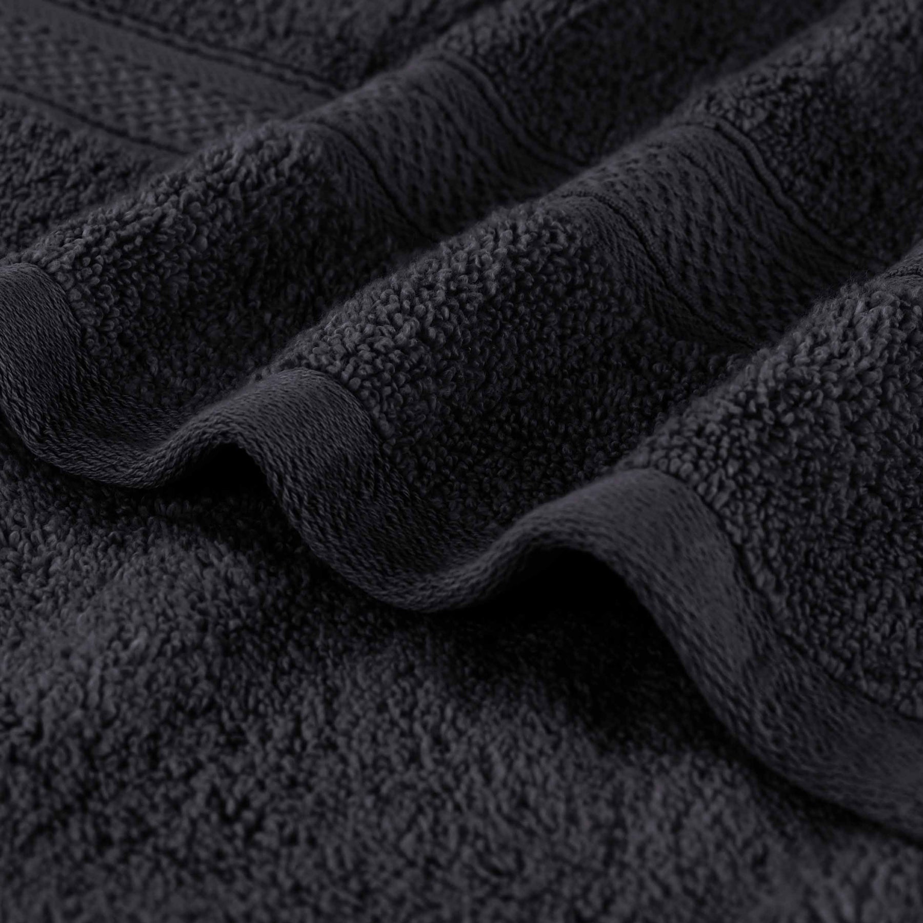 Chevron Zero Twist Cotton Solid and Jacquard Face Towel - Black