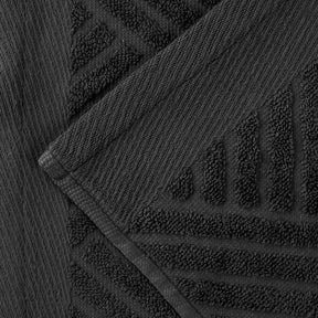 Basketweave Egyptian Cotton Jacquard and Solid Bath Towel Set of 4 - Black