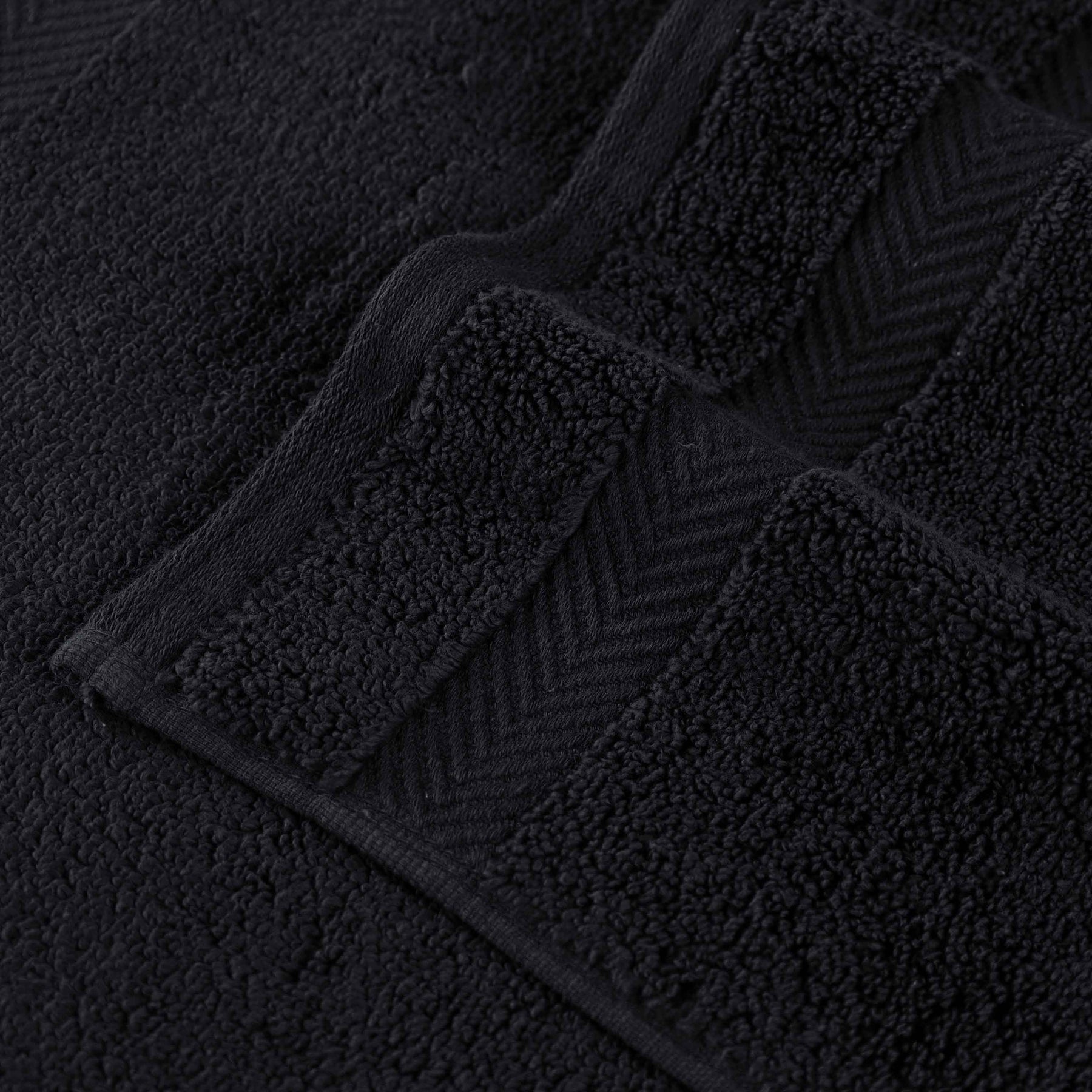 Zero-Twist Cotton Quick-Drying Absorbent Assorted 6 Piece Towel Set - Black