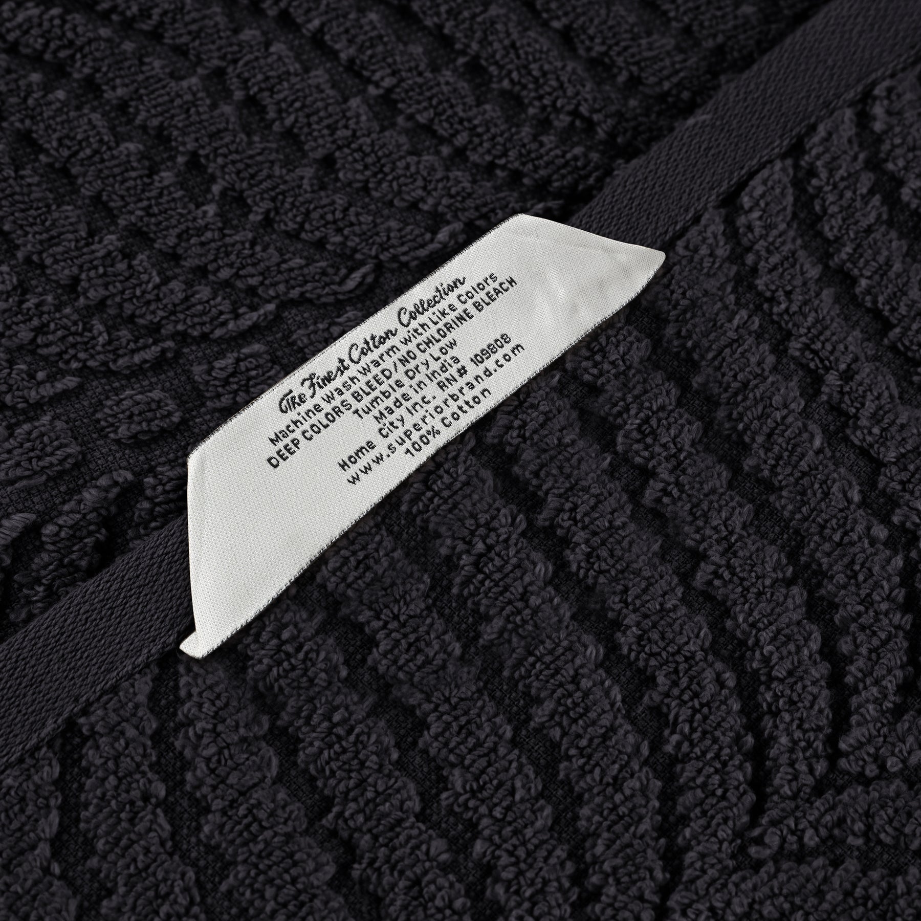 Chevron Zero Twist Cotton Solid and Jacquard 6 Piece Towel Set - Black