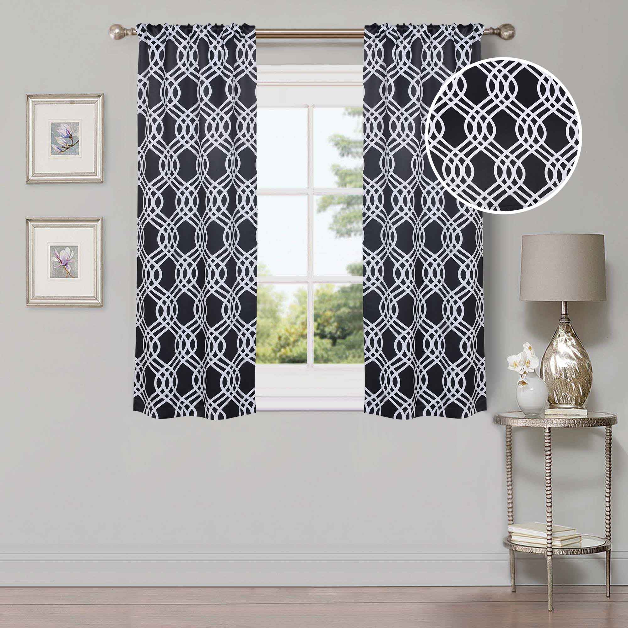 Ribbon Trellis Washable Room Darkening Blackout Curtains, Set of 2 - Blackout Curtains by Superior Brand