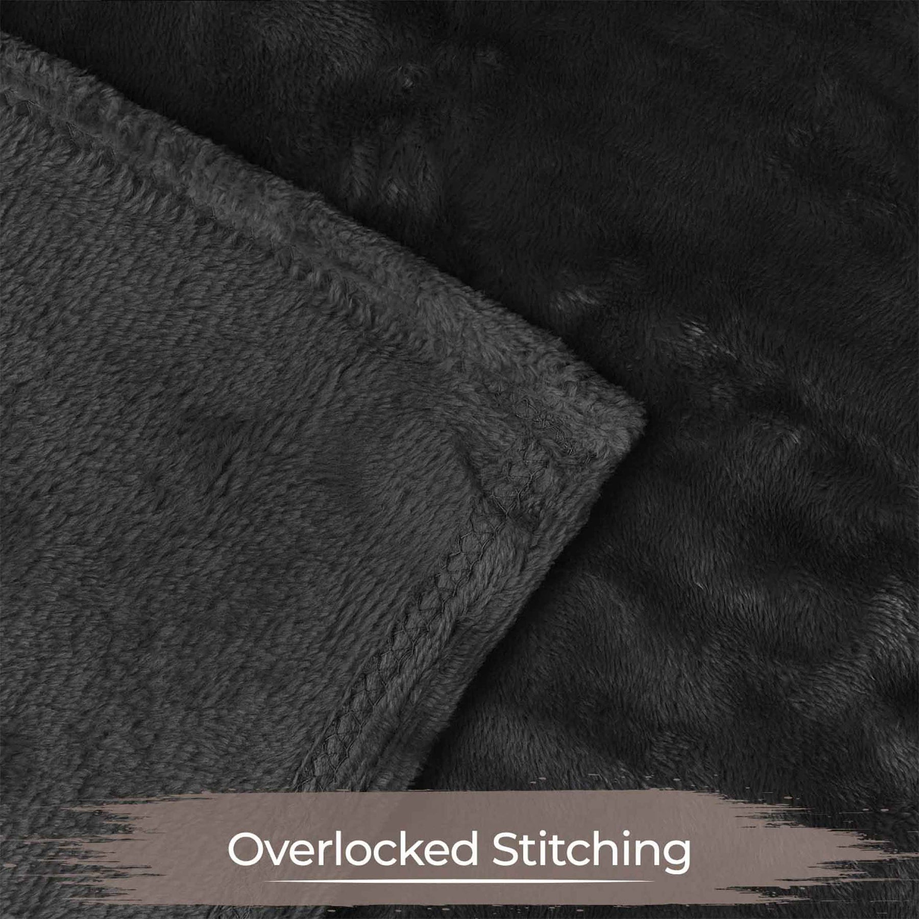 Fleece Plush Medium Weight Fluffy Soft Decorative Blanket Or Throw - Black