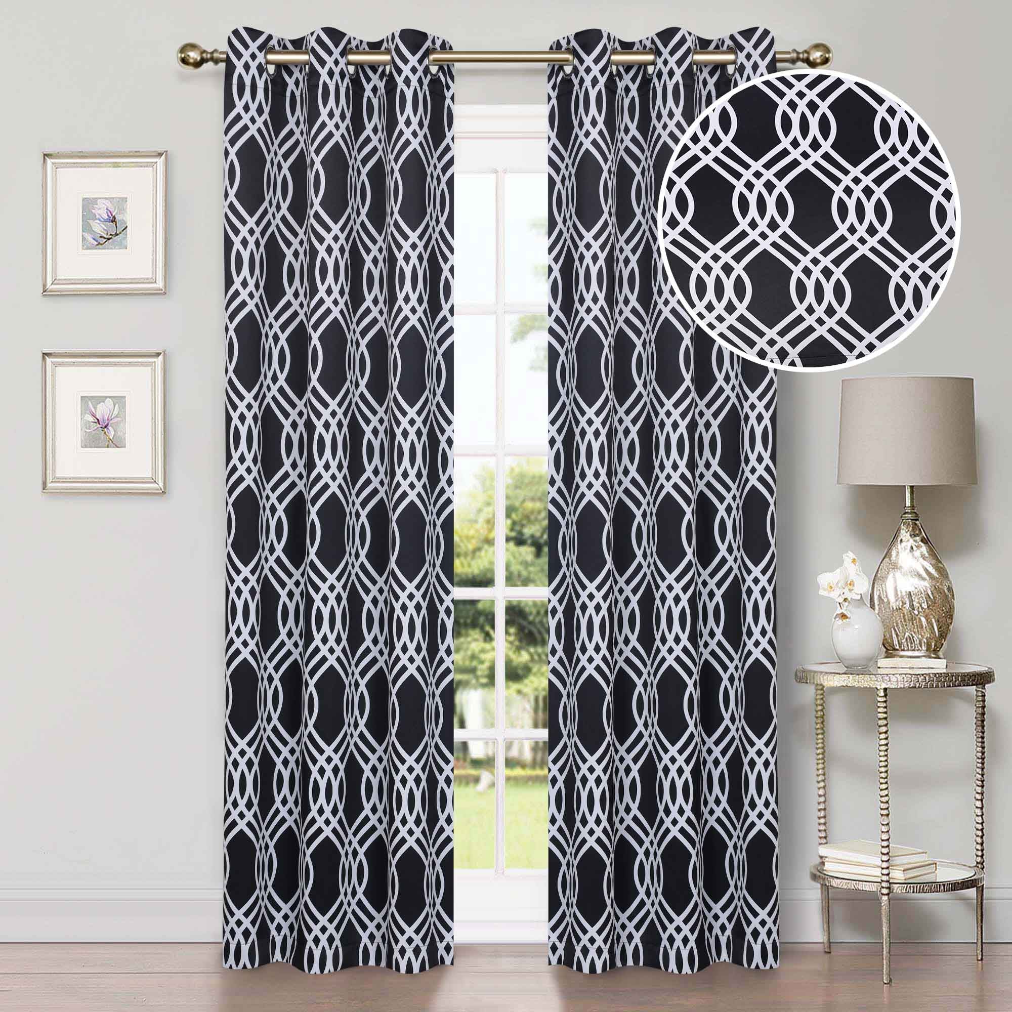Ribbon Trellis Washable Room Darkening Blackout Curtains, Set of 2 - Blackout Curtains by Superior Brand