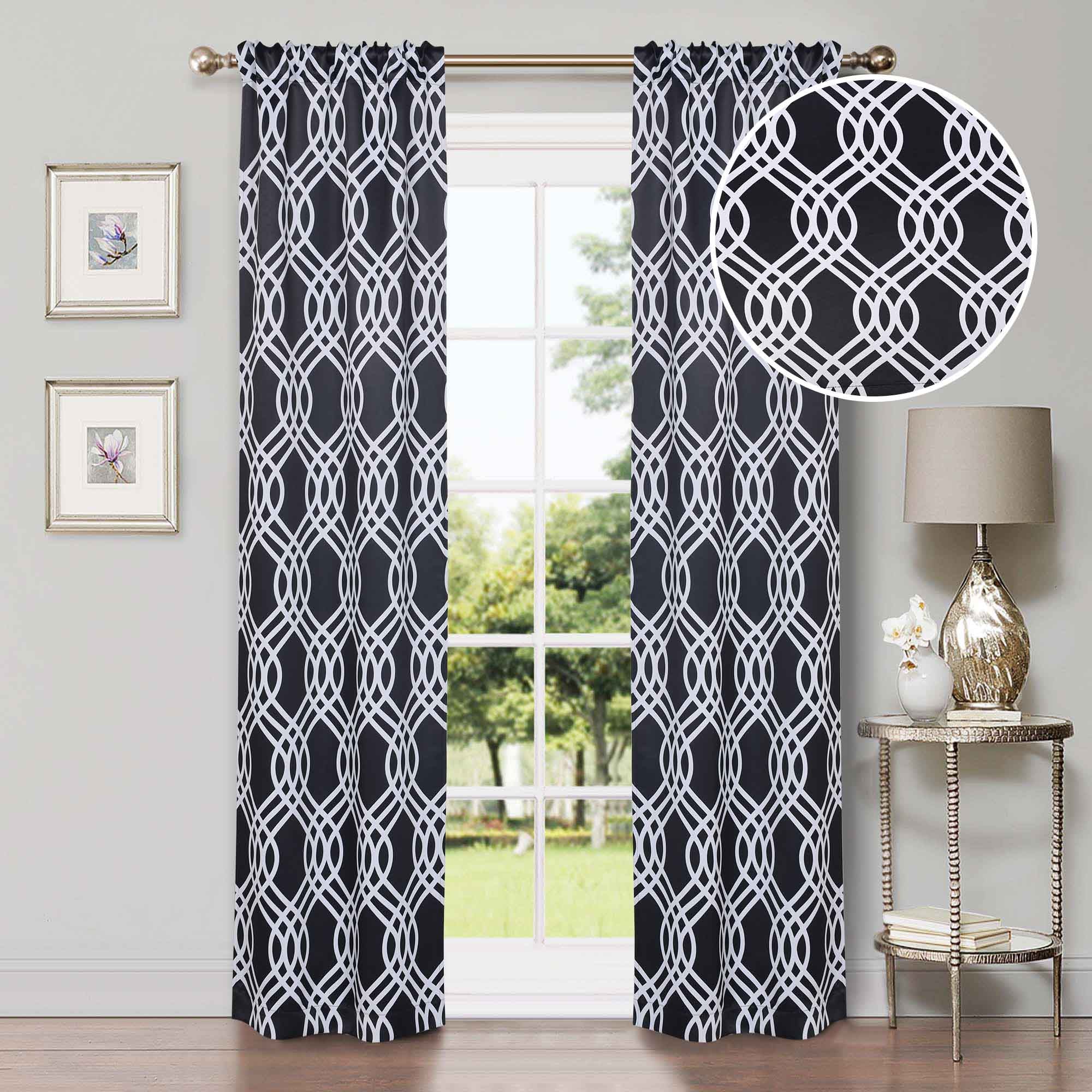 Ribbon Trellis Washable Room Darkening Blackout Curtains, Set of 2 - Blackout Curtains by Superior Brand