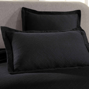 Basket Weave Matelasse Cotton Bedspread Set - Black