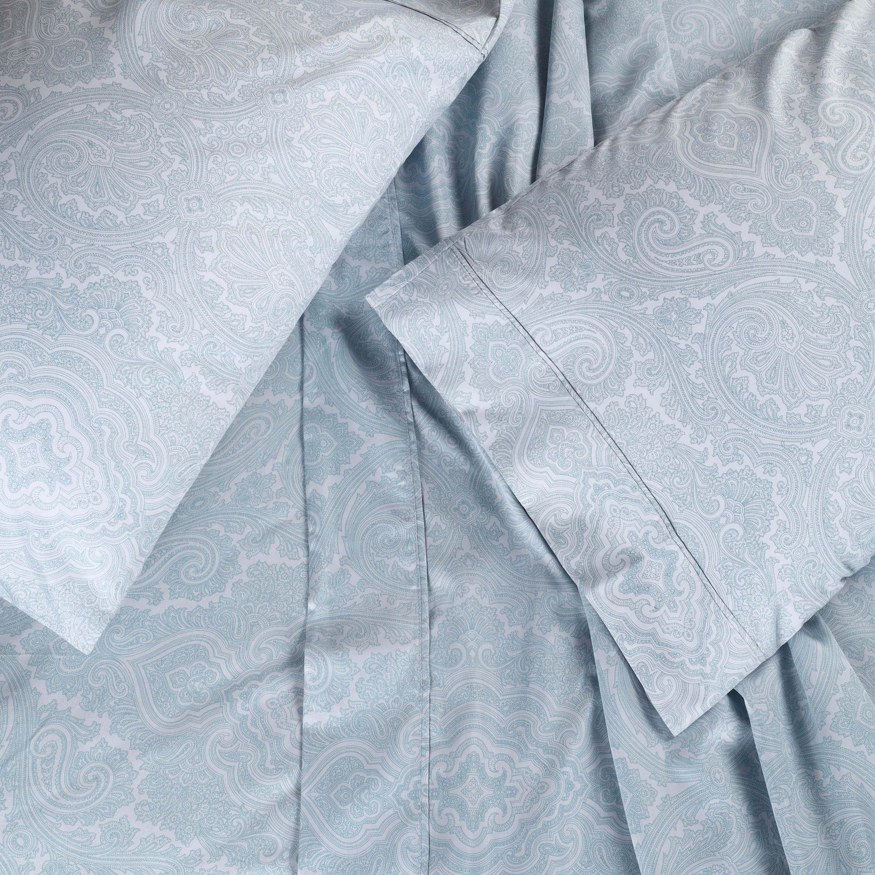 Italian Paisley 600 Thread Count Cotton Blend Deep Pocket Sheet Set - Blue