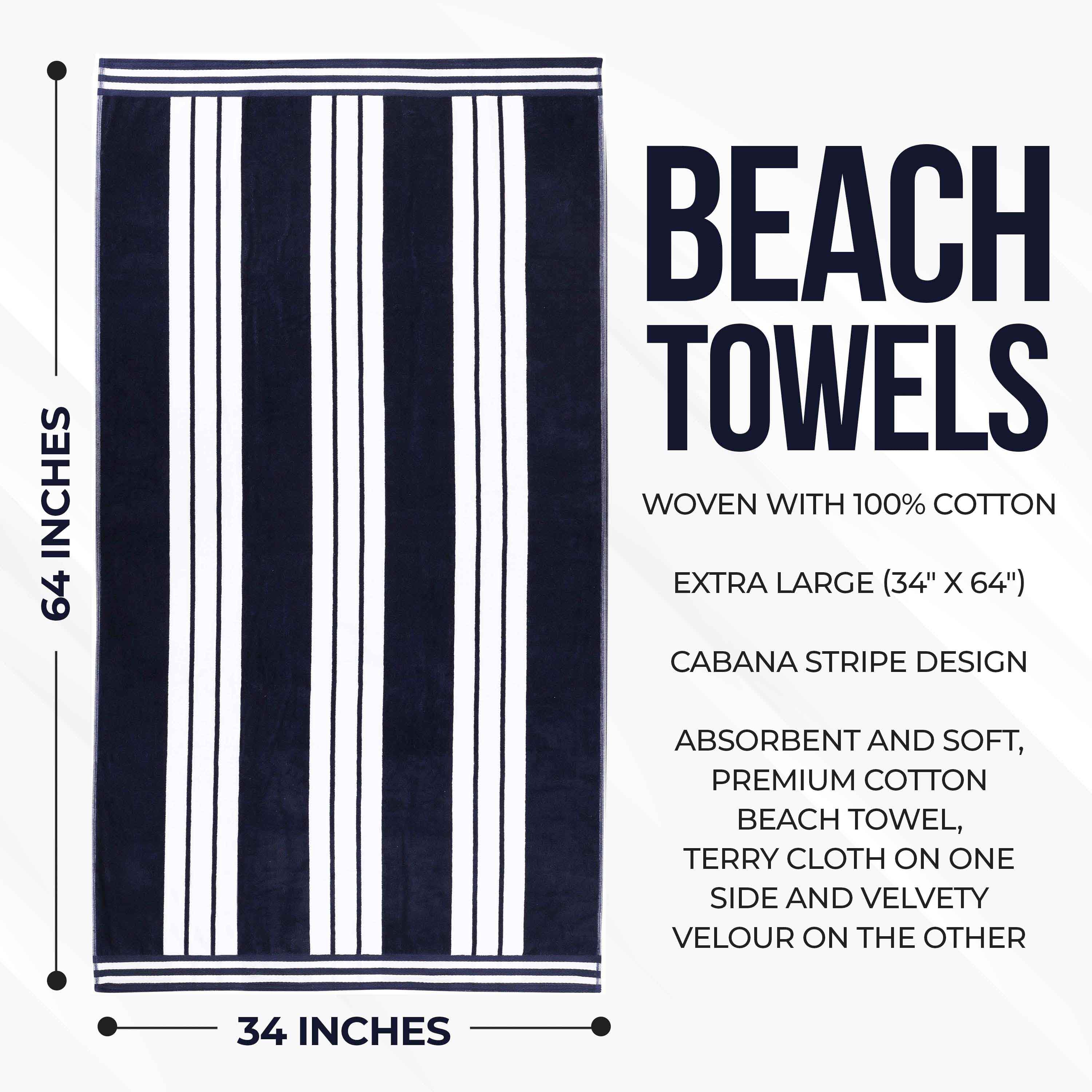 Striped Extra Large Oversized Absorbent Quick Dry Cotton Beach Towel - Beach Towel by Superior