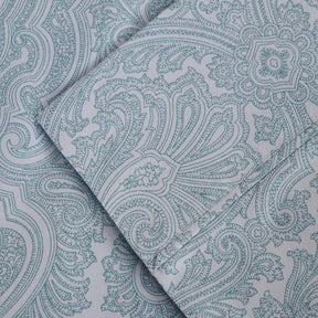 Italian Paisley 600 Thread Count Cotton Blend Deep Pocket Sheet Set - Blue