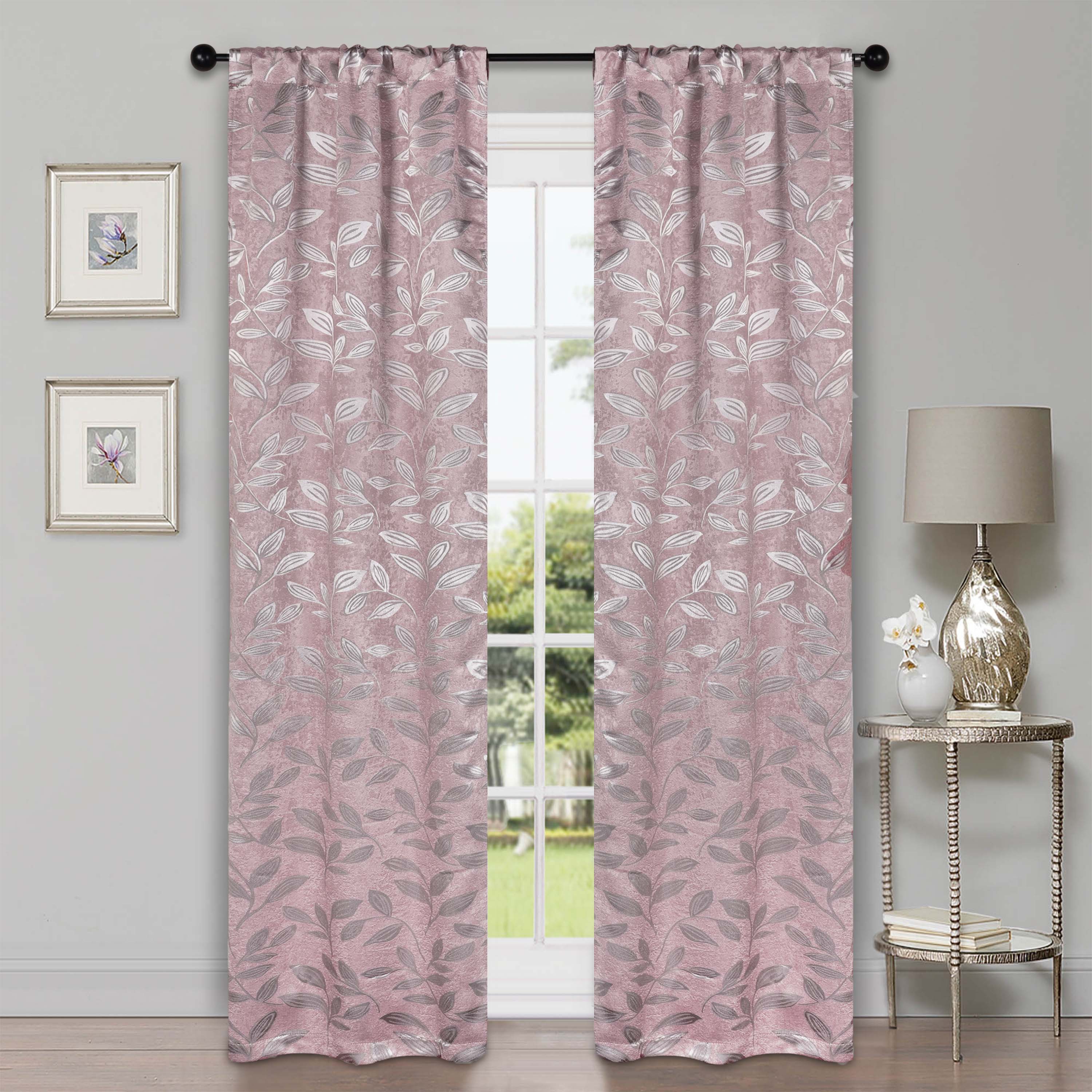 Leaves Room Darkening Washable Blackout Curtain Panels, Set of 2 - Blackout Curtains by Superior