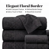 Wisteria Floral Jacquard 6-Piece Cotton Towel Set – Medium Weight Bathroom Towels
