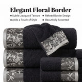 Wisteria Floral Jacquard 6-Piece Cotton Towel Set – Medium Weight Bathroom Towels