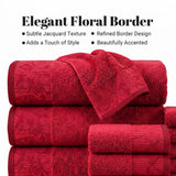 Wisteria Floral Jacquard 6-Piece Cotton Towel Set – Medium Weight Bathroom Towels