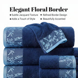Wisteria Floral Jacquard 6-Piece Cotton Towel Set – Medium Weight Bathroom Towels