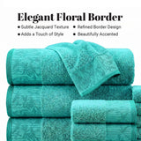 Wisteria Floral Jacquard 6-Piece Cotton Towel Set – Medium Weight Bathroom Towels