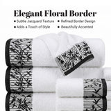Wisteria Floral Jacquard 6-Piece Cotton Towel Set – Medium Weight Bathroom Towels