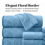 Wisteria Floral Jacquard 6-Piece Cotton Towel Set – Medium Weight Bathroom Towels