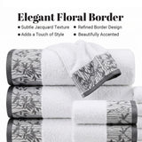 Wisteria Floral Jacquard 6-Piece Cotton Towel Set – Medium Weight Bathroom Towels