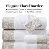 Wisteria Floral Jacquard 6-Piece Cotton Towel Set – Medium Weight Bathroom Towels