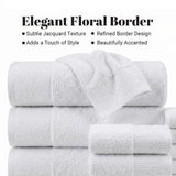 Wisteria Floral Jacquard 6-Piece Cotton Towel Set – Medium Weight Bathroom Towels