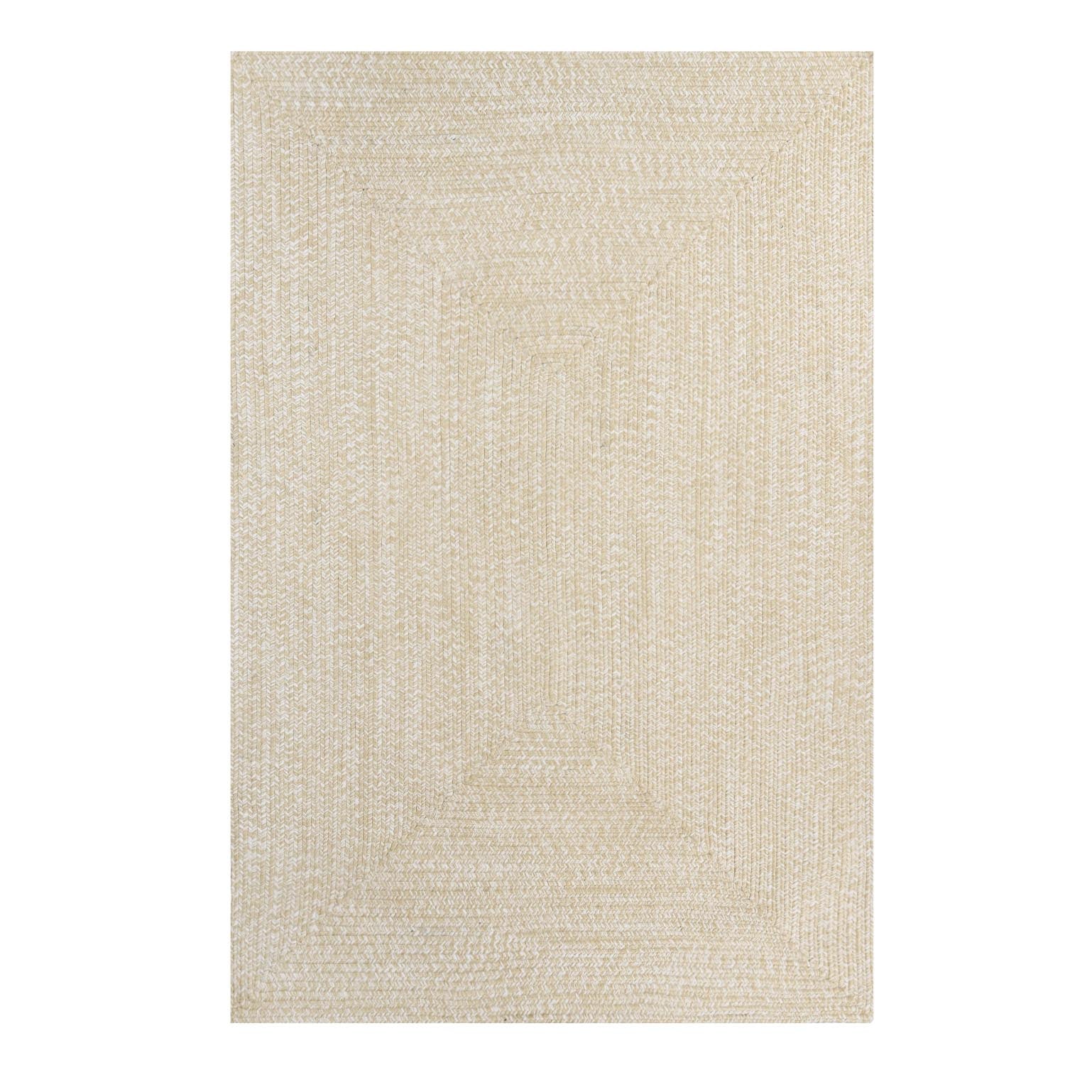 Superior Bohemian Multi-Toned Braided Patterned Indoor Outdoor Area Rug - Cream-White