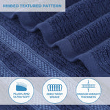Brea Textured Ribbed Cotton Bath Towels, Set of 2 – Medium Weight Bathroom Towels