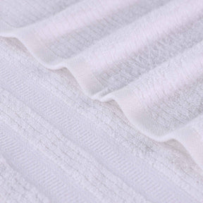 Zero Twist Cotton Ribbed Geometric Border Plush - White