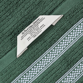 Zero Twist Cotton Ribbed Geometric Border Plush Bath Sheet - Forest Green