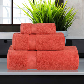 Zero-Twist Smart-Dry Combed Cotton 3 Piece Towel Set - Brick
