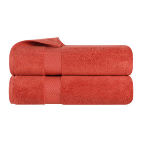 Zero Twist Smart Dry Combed Cotton 2 Piece Bath Towel Set - Brick