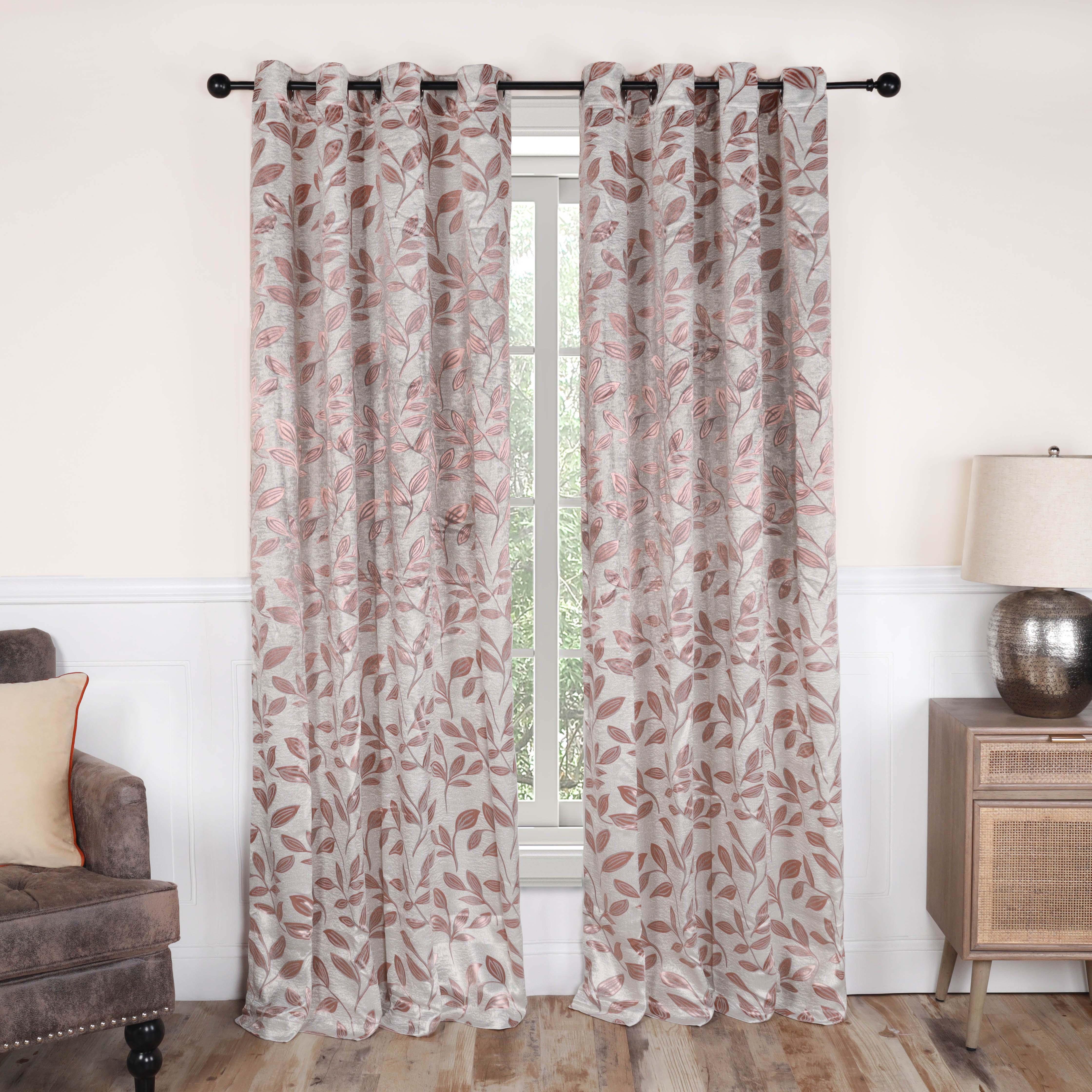 Leaves Machine Washable Room Darkening Blackout Curtains, Set of 2 - Blackout Curtains by Superior