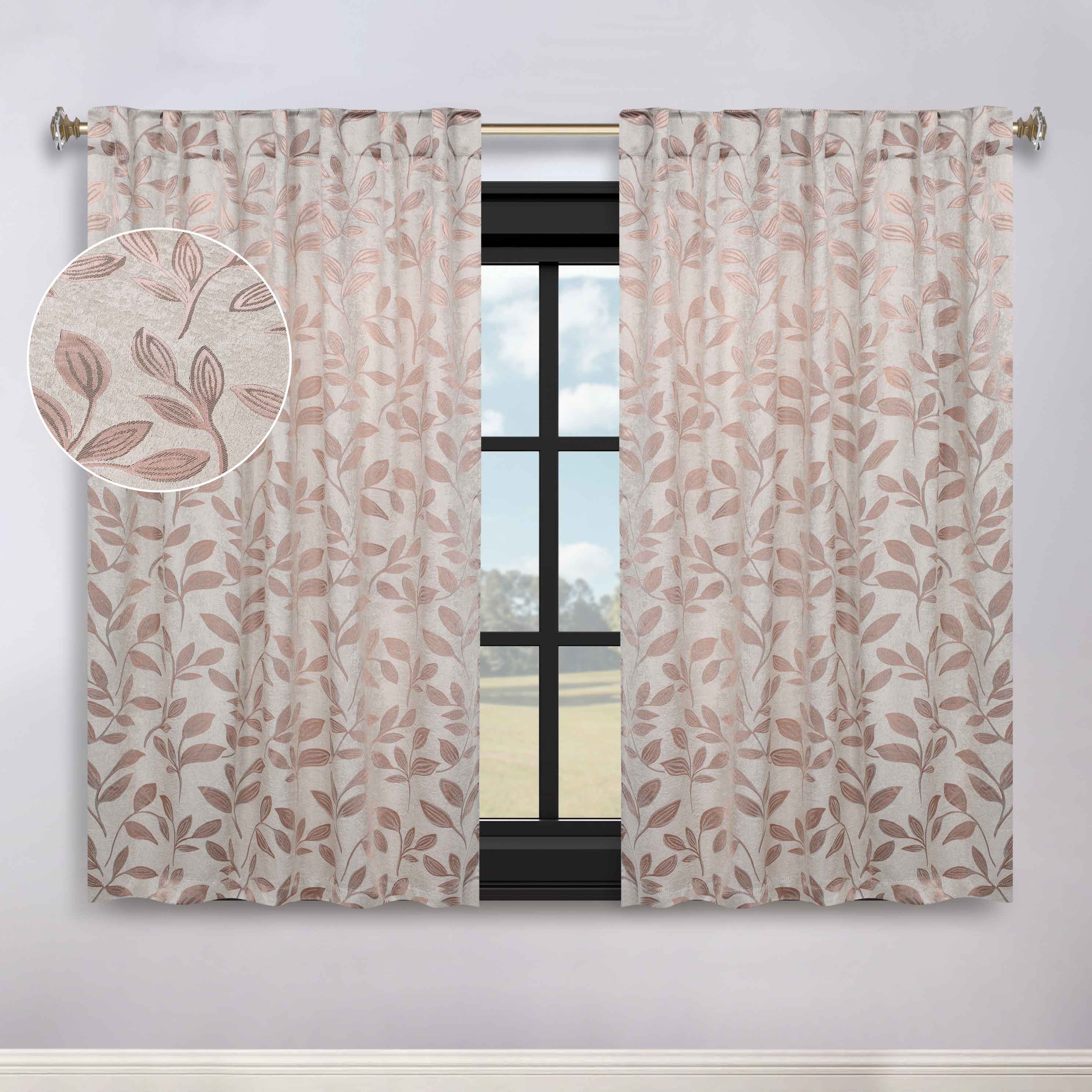 Leaves Room Darkening Back Tabs Blackout Curtain Panels, Set of 2 - Blackout Curtains by Superior Brand