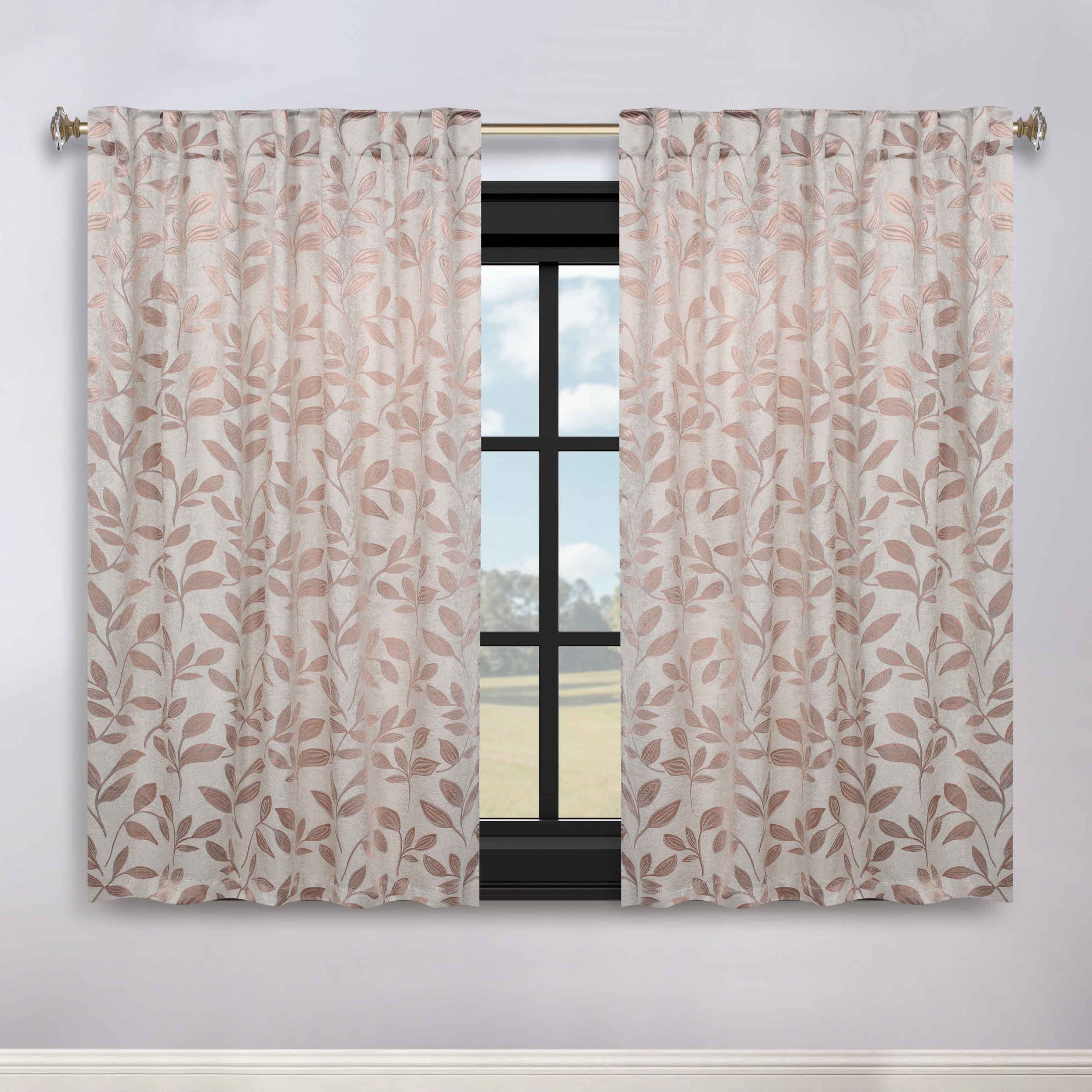 Leaves Room Darkening Back Tabs Blackout Curtain Panels, Set of 2 - Blackout Curtains by Superior