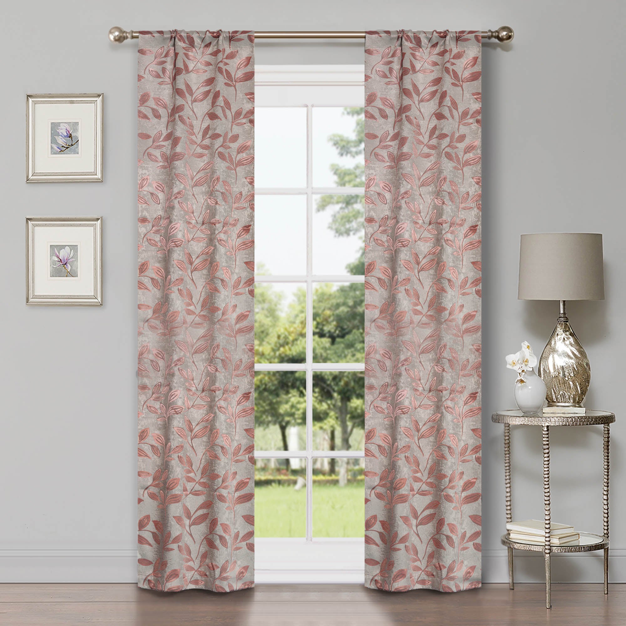 Leaves Room Darkening Washable Blackout Curtain Panels, Set of 2 - Blackout Curtains by Superior