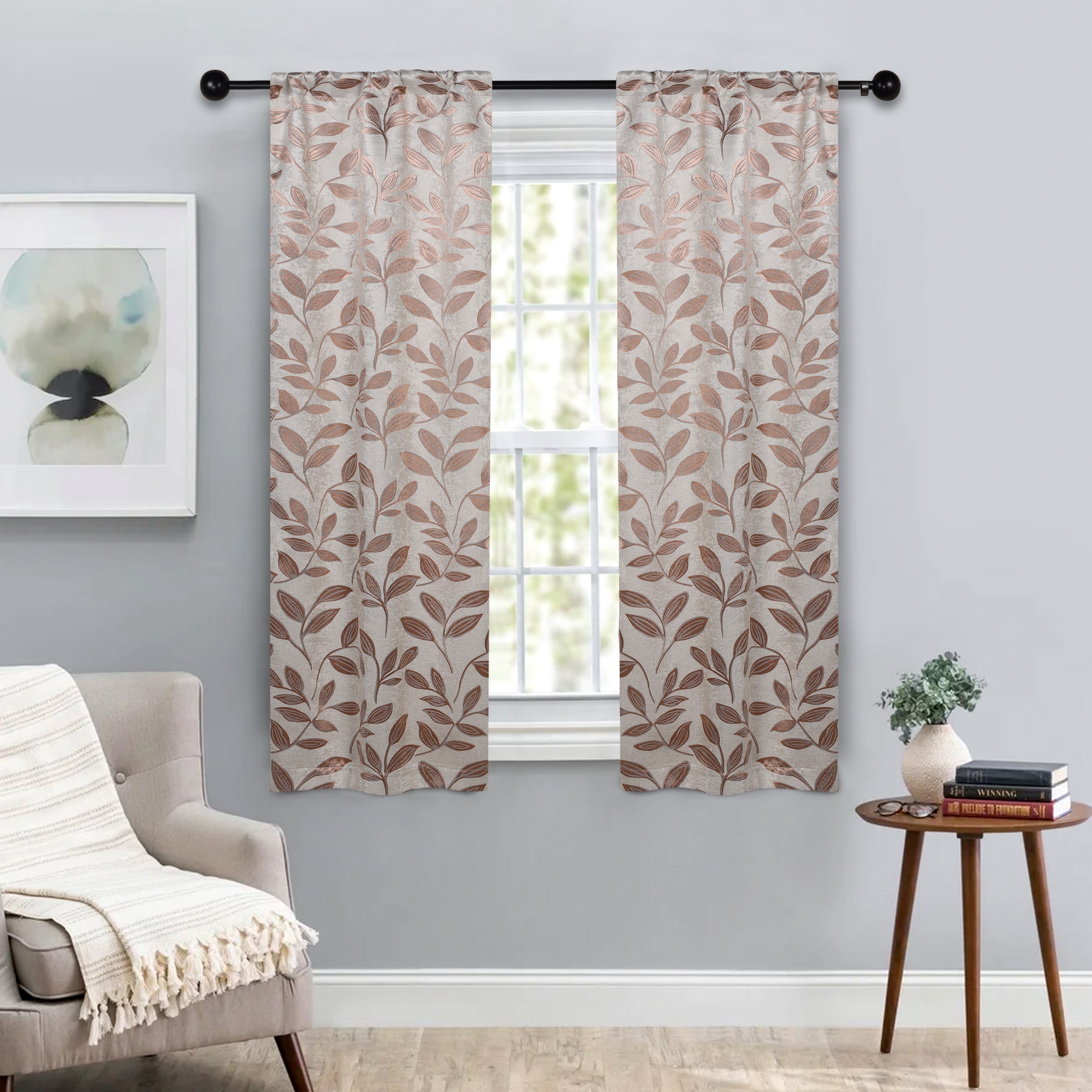 Leaves Room Darkening Washable Blackout Curtain Panels, Set of 2 - Blackout Curtains by Superior