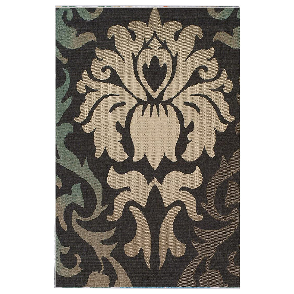 Lowell Traditional Damask Indoor Outdoor Area Rug