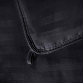 Brushed Microfiber Down Alternative Medium Weight Striped Comforter - Black