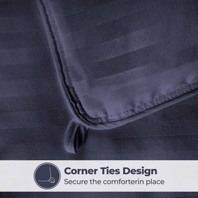 Brushed Microfiber Down Alternative Medium Weight Striped Comforter - Navy Blue