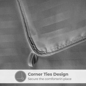 Brushed Microfiber Down Alternative Medium Weight Striped Comforter - Silver