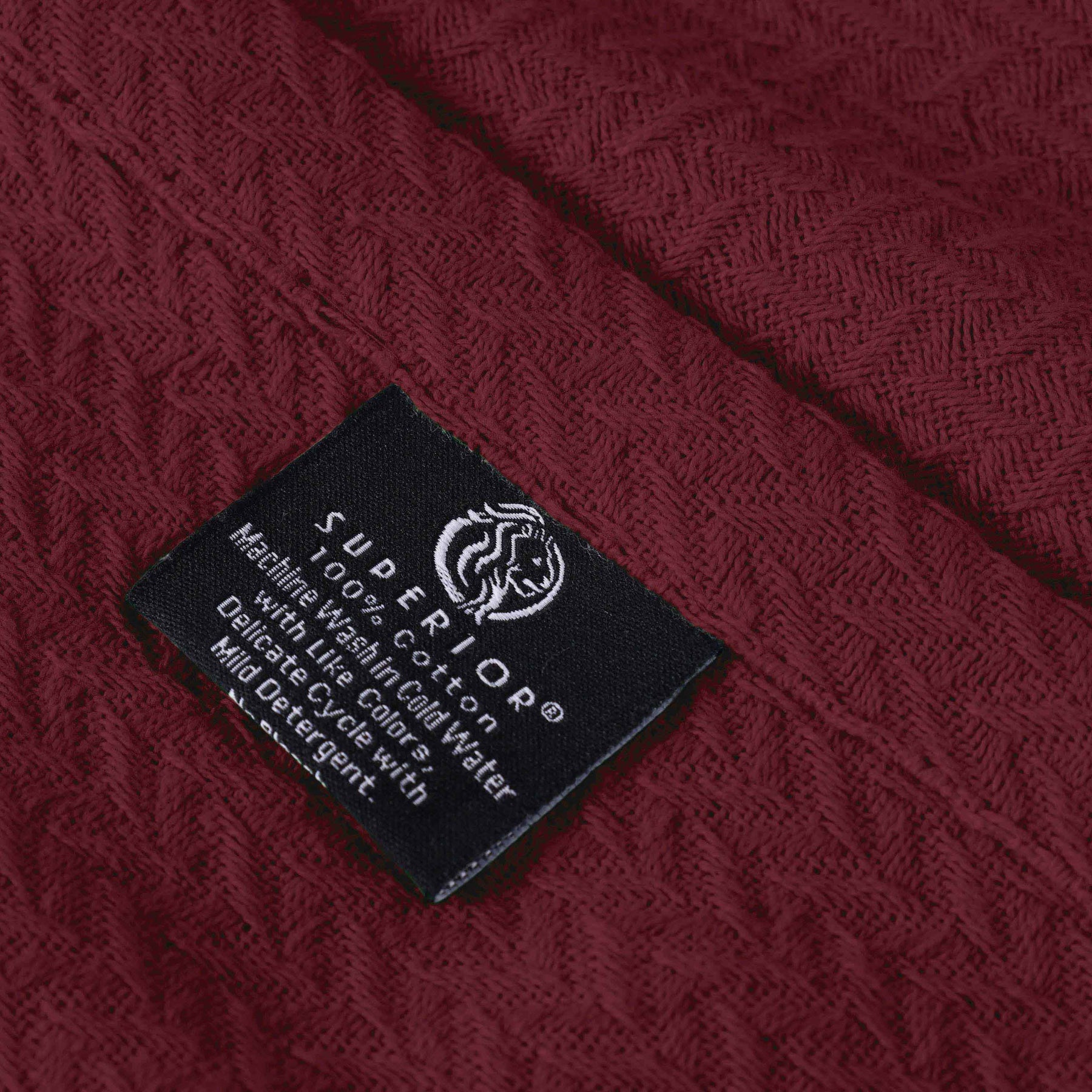 Nobel Cotton Textured Jacquard Chevron Lightweight Woven Blanket - Burgundy
