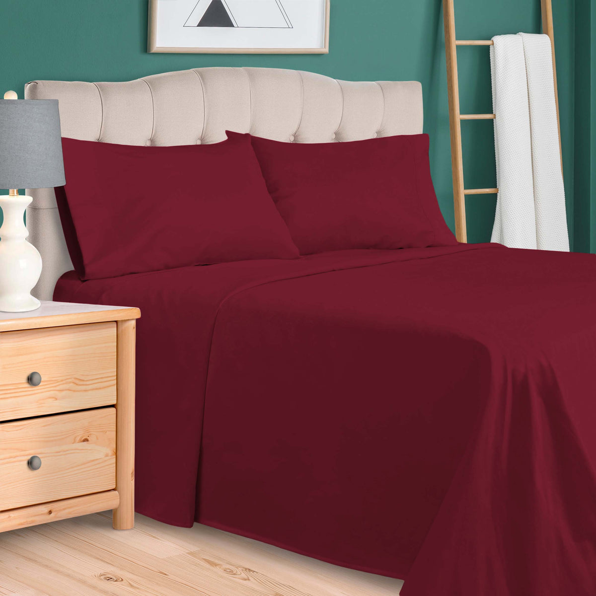 Egyptian Cotton 700 Thread Count Eco Friendly Solid Sheet Set - Burgundy