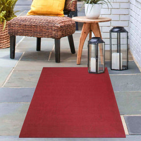 Bohemian Indoor Outdoor Rugs Solid Rectangle Braided Area Rug - Burgundy