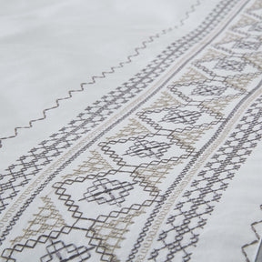 Burlington Embroidered Geometric Cotton Duvet Cover Set -  Burlington