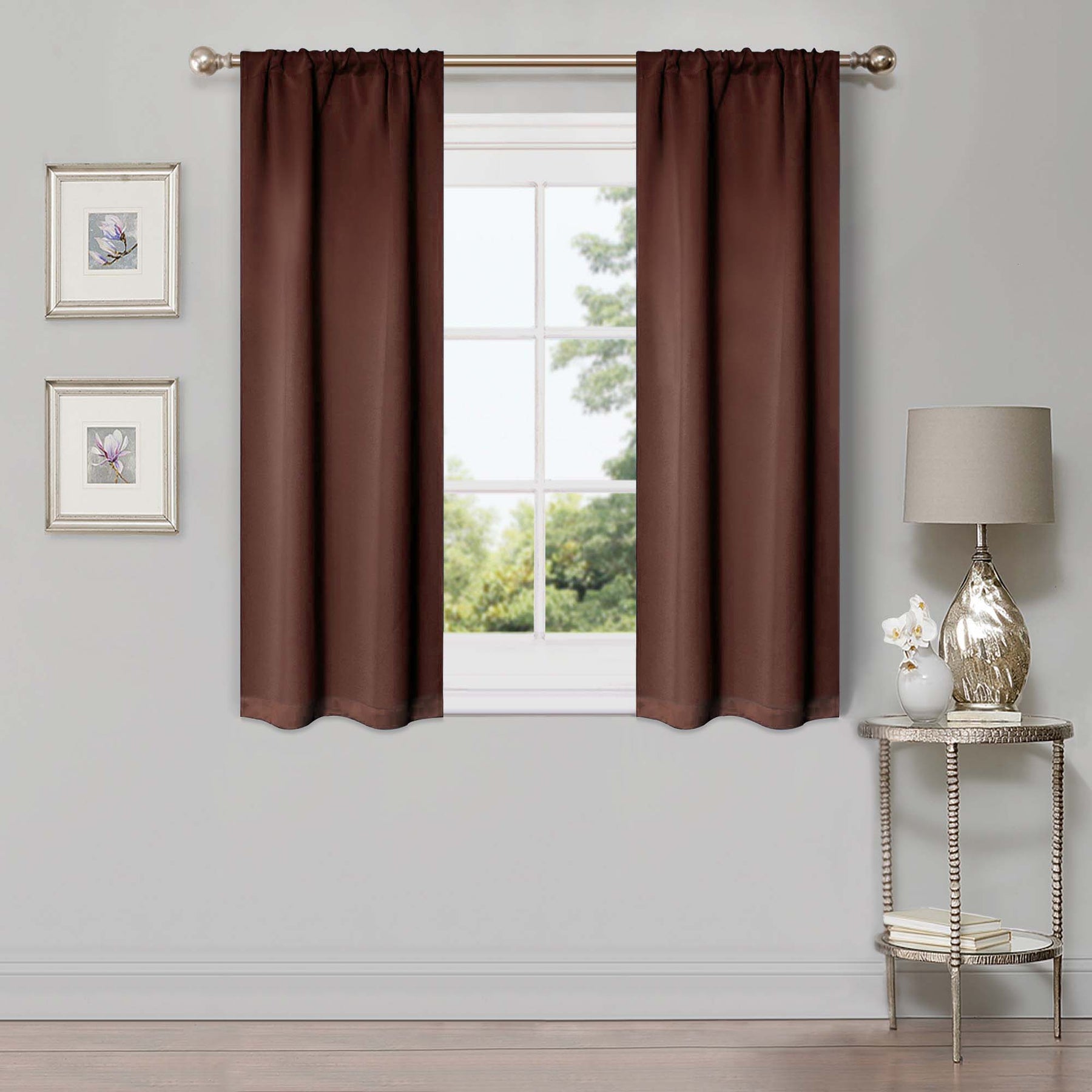 Solid Machine Washable Room Darkening Blackout Curtains - Cappuccino