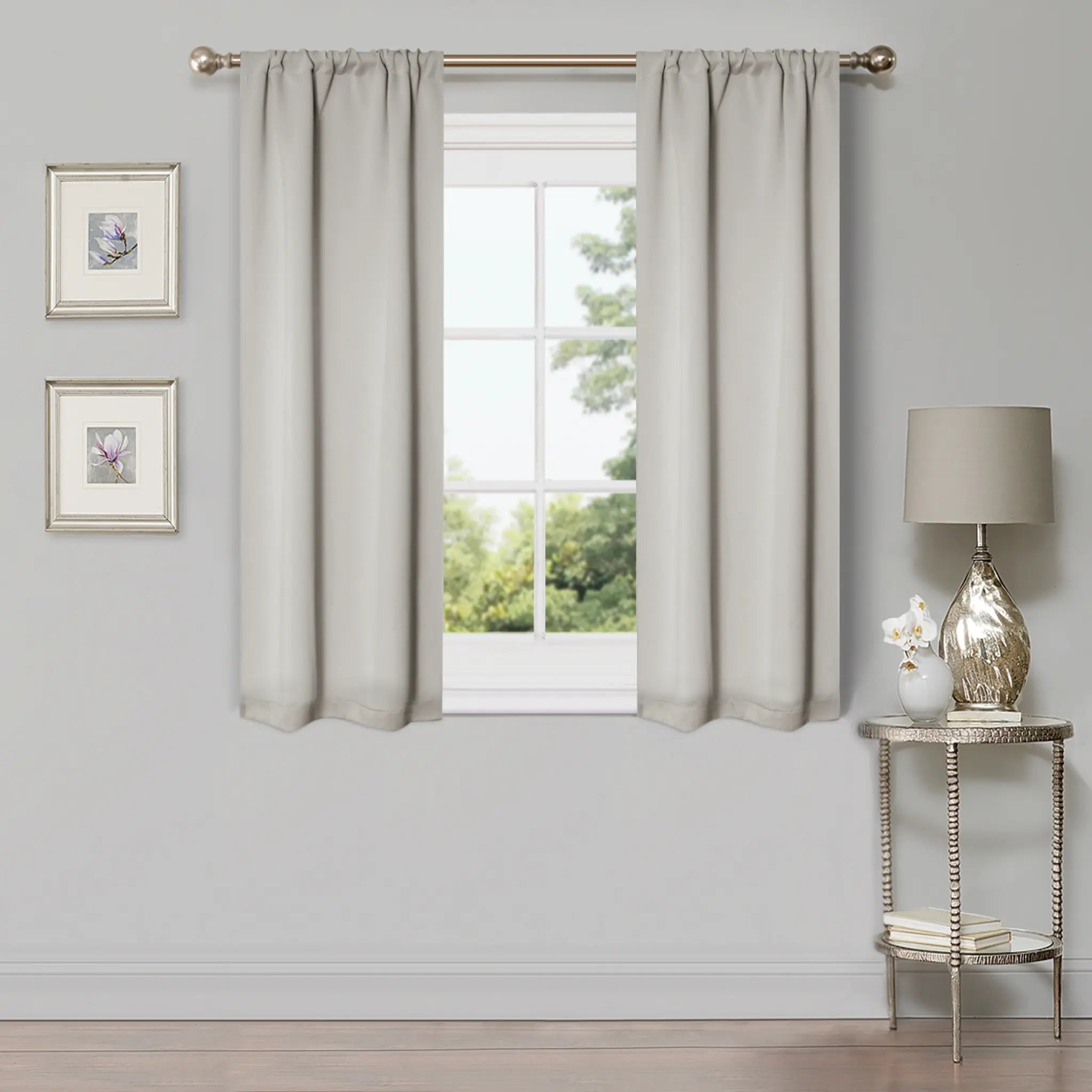 Solid Room Darkening Rod Pocket Blackout Curtain Panels, Set of 2